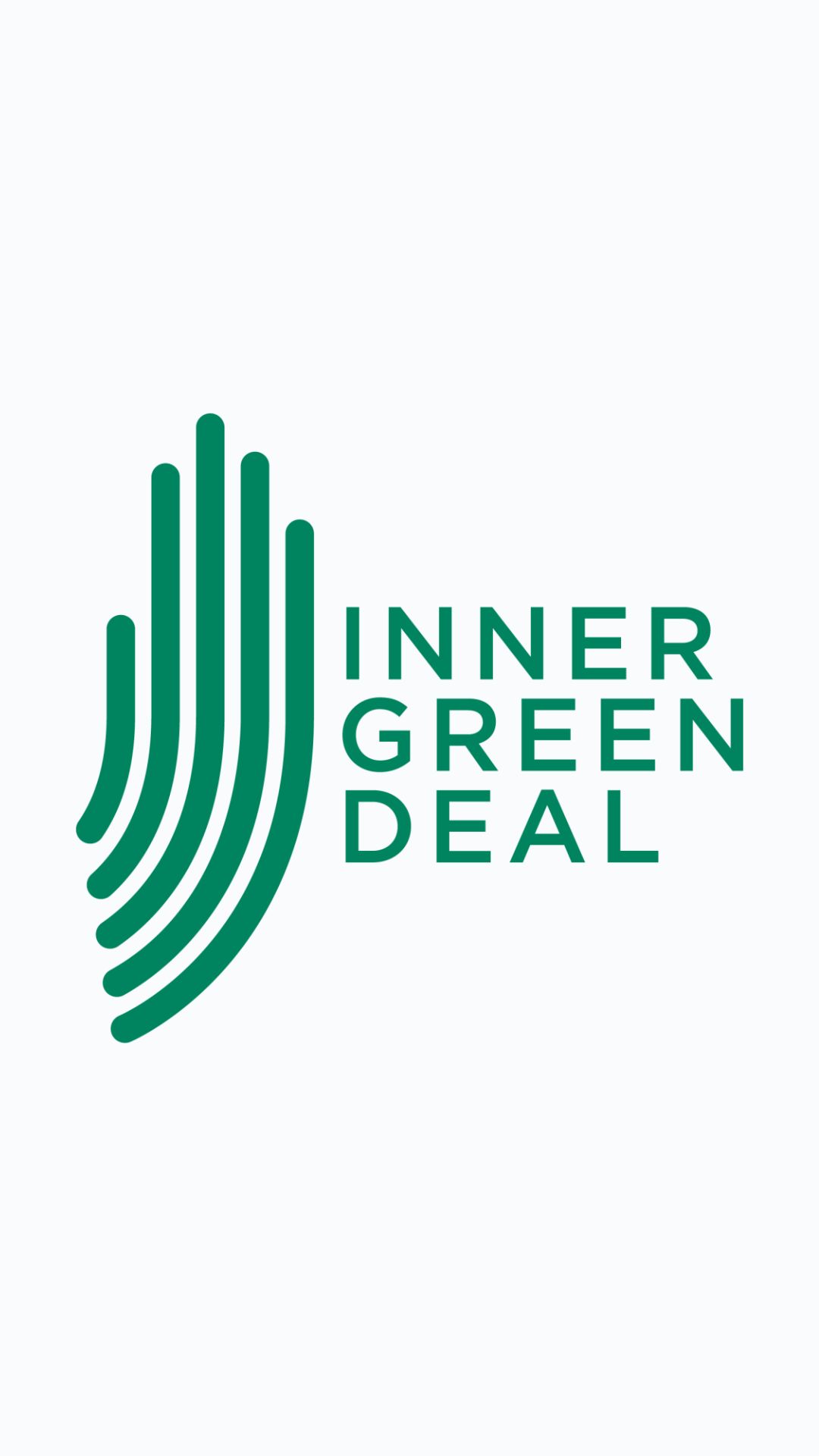 Logo Inner Green Deal przedstawiające zielony sygnet z pionowych linii obok nazwy marki.